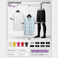 Bộ quần áo bóng đá Keepfly Action KFA 0001 vải K Cool nhiều màu trắng