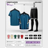 Bộ quần áo bóng đá Keepfly Action KFA 0012 vải K Cool nhiều màu xanh cổ vịt