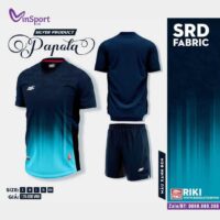 Bộ quần áo bóng đá Papola Riki vải thun cổ tim SRD Fabric nhiều màu xanh đen