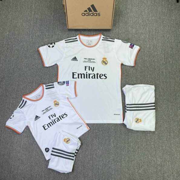 Bộ quần áo bóng đá Real madrid 2014 màu trắng sân nhà trẻ em và người lớn