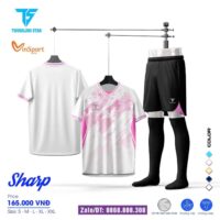 Bộ quần áo đá bóng Twinkling Star Sharp vải sợi mè dệt kim nhiều màu trắng hồng