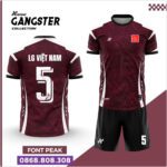 Bộ quần áo bóng đá Gangster Amac chính hãng nhiều màu đỏ viền trắng