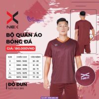 Bộ quần áo bóng đá Nex 0623.B01 cổ tim thiết kế chính hãng nhiều màu đỏ đun