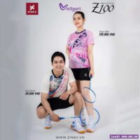 Bộ quần áo cầu lông Zinex Z100 nam nữ cổ trái tim nhiều màu tím trắng