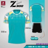 Bộ quần áo cầu lông Zinex Z300 nam nữ cổ trái tim nhiều màu xanh ngọc