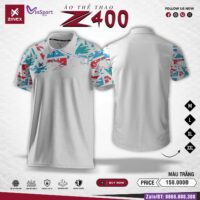 Bộ quần áo cầu lông Zinex Z400 nam nữ cổ bẻ polo nhiều màu trắng