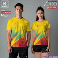 Bộ quần áo cầu lông Zinex Z700 nam nữ cổ tròn nhiều màu vàng