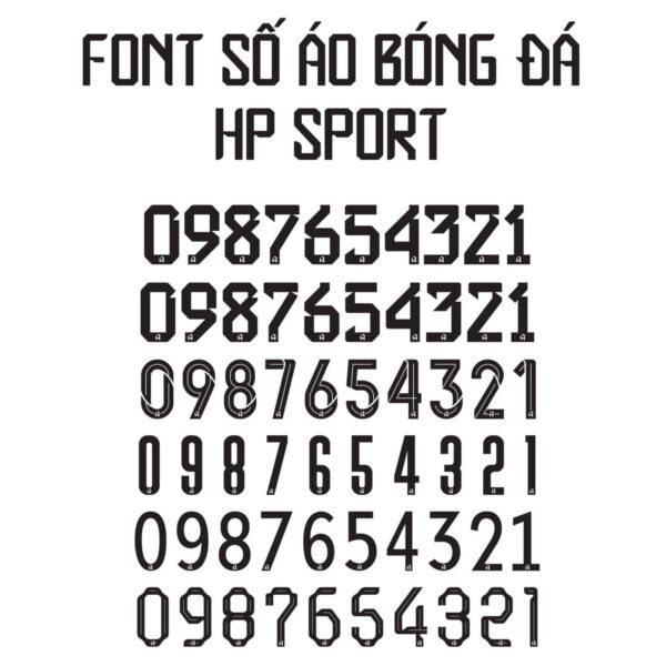 tong hop font so ao bong da HP Sport
