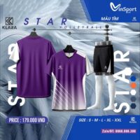 Bộ quần áo bóng chuyền Klara Star cổ tim nhiều màu tím