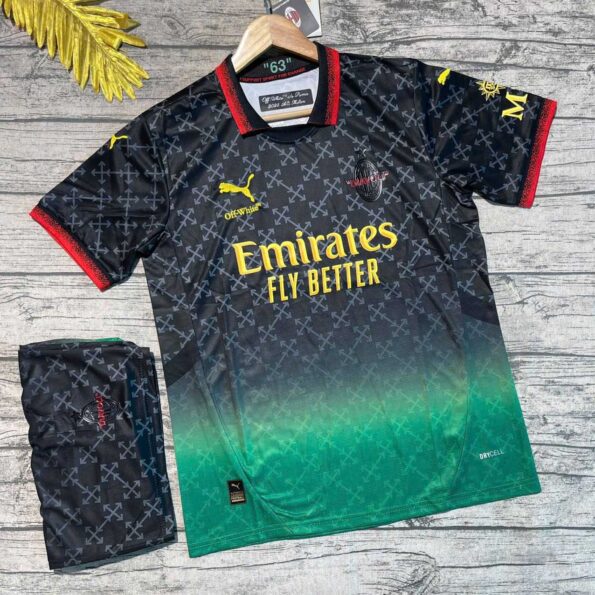 áo bóng đá AC Milan 25/26 màu đen xanh có cổ năm 2025 2026
