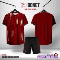 Bộ quần áo bóng đá Bonet Domin cổ tròn nhiều màu đỏ