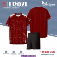 Bộ quần áo bóng đá Lrozi Domin cổ tròn nhiều màu đỏ đô