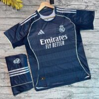 Bộ quần áo bóng đá Real Madrid 25 26 năm 2025 2026 màu trắng bản player premium full logo thêu cao cấp mặt trước