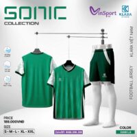 Bộ quần áo bóng đá Sonic Collection Klara cổ tròn nhiều màu xanh lá