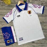 Bộ quần áo bóng đá nhật bản 1998 bản retro JFA cổ điển polo có cổ bẻ màu xanh bích mặt trước