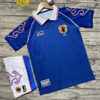 Bộ quần áo bóng đá nhật bản 1998 bản retro JFA cổ điển polo có cổ bẻ màu xanh bích mặt trước