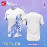 Áo Wika Triflex thể thao cầu lông pickleball nam nữ chính hãng trắng xanh