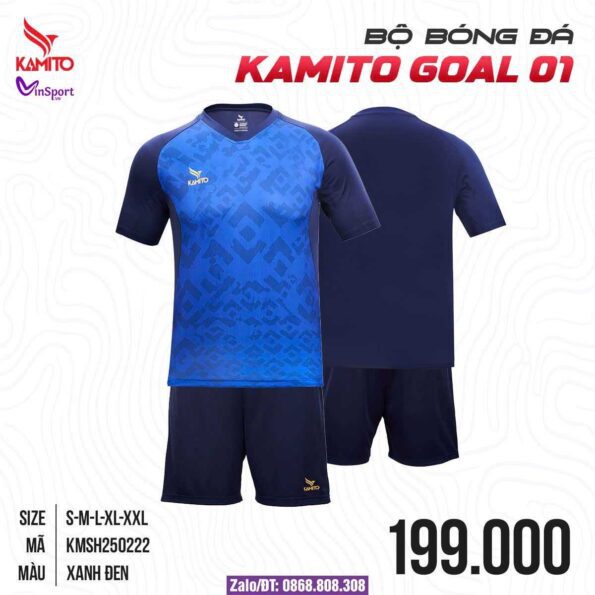 áo Kamito Goal 01 chính hãng cổ tim thể thao bóng đá màu xanh bích