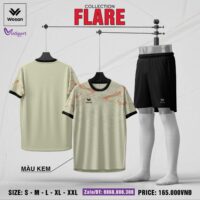 Bộ quần áo bóng đá Wosan Flare cổ tròn chính hãng nhiều màu vàng be