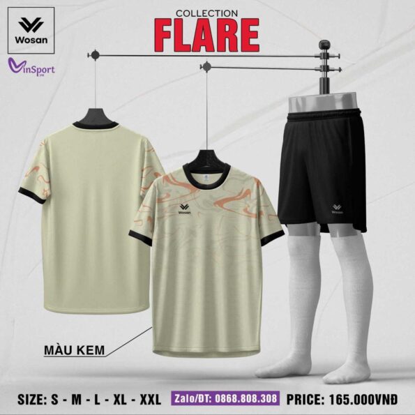 áo bóng đá Wosan Flare cổ tròn chính hãng nhiều màu vàng be