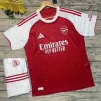 Bộ quần áo bóng đá Arsenal 2025 26 nhiều màu trắng logo thêu có cổ polo mặt trước