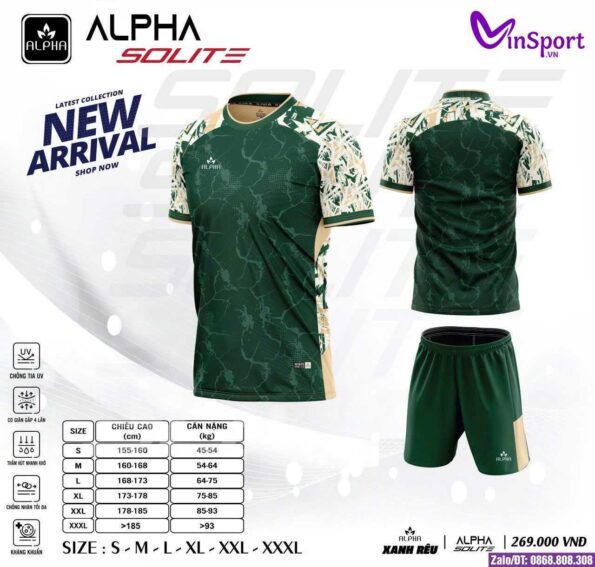 Bộ quần áo Alpha Solite Cận Cao Cấp chính hãng nhiều màu xanh cỏ