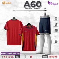 Bộ quần áo bóng đá Aura A60 chính hãng vải mềm thoáng khí nhiều màu đỏ