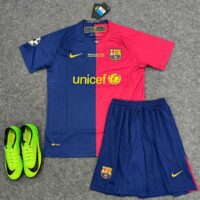 Bộ quần áo bóng đá Retro Barca 2008 2009 Barcelona Unicef xanh đỏ 1