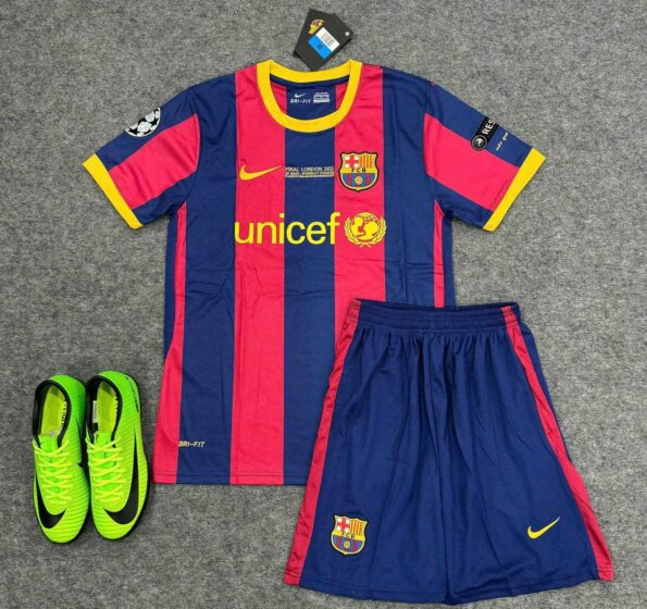 Bộ quần áo bóng đá Retro Barca 2008 2009 Barcelona Unicef xanh đỏ