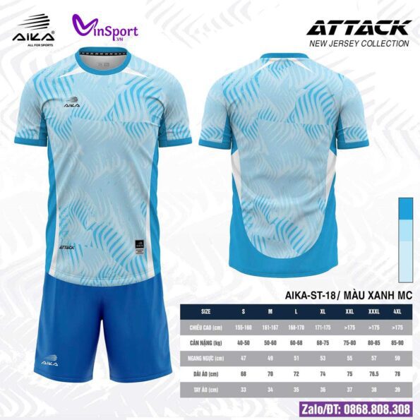 Bộ quần áo bóng đá Aika Attack chính hãng vải thun rmz fabric nhiều màu (2)