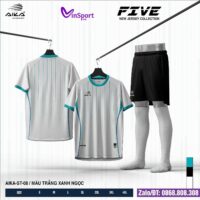 Bộ quần áo bóng đá Aika Five chính hãng vải thun rmz fabric nhiều màu trắng xanh