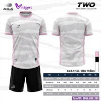 Bộ quần áo bóng đá Aika TWO chính hãng vải thun rmz fabric nhiều màu trắng đen