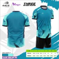 Bộ quần áo bóng đá Aika Three chính hãng vải thun rmz fabric nhiều màu xanh ngọc