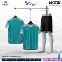Bộ quần áo bóng đá Aika Win chính hãng vải thun rmz fabric nhiều màu xanh ngọc