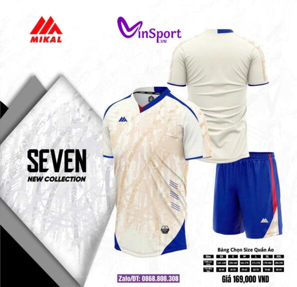 Bộ quần áo bóng đá Mikal Seven vải Hyr Fabric nhiều màu vàng be xanh