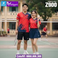 Bộ quần áo cầu lông Zinex Z900 trẻ em người lớn nam nữ cổ trái tim nhiều màu vàng trắn xanh (6)