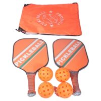 Combo Vợt PICKLEBALL PROGAJA 02 vợt 4 bóng 1 túi màu cam viền den (2)