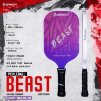Vợt Pickleball Gamicy Beast T300 14mm Bán Chuyên Giá Rẻ màu hồng viền trắng