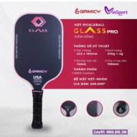 Vợt Pickleball Gamicy Glass Pro 14mm Bán Chuyên Giá Rẻ đen hồng