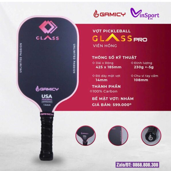 Vợt Pickleball Gamicy Glass Pro 14mm Giá Rẻ
