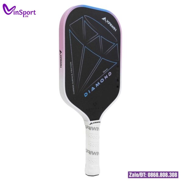 Vợt Pickleball Kaiwin Diamond 16mm Cap Cấp Chuyên Nghiệp Chính Hãng màu đen viền trắng (3)
