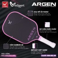 Vợt pickleball Wika Argen Bán Chuyên Cận Cao Cấp màu đen viền xanh hồng