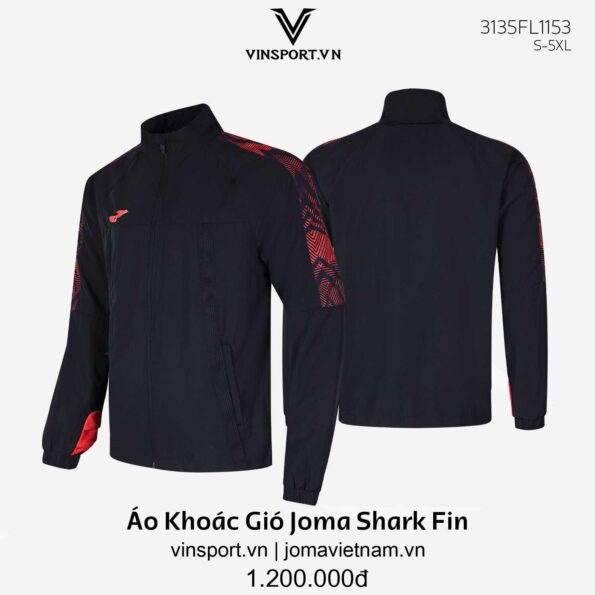 Áo Khoác Gió Joma Shark Fin 3135FL1153 chính hãng màu đen