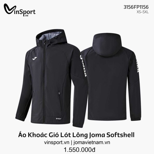 Áo Khoác Gió Joma Softshell 3156FP1156 Lót Lông màu đen