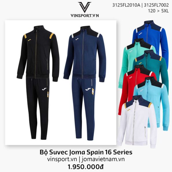 Bộ quần áo suvec thu đông joma Spain 16 Series 3125FL2010A 3125FL7002