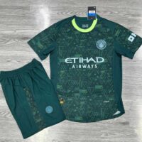 Bộ quần áo bóng đá Manchester City Xanh Lá 2022-23 logo cao su màu đẹp (3)