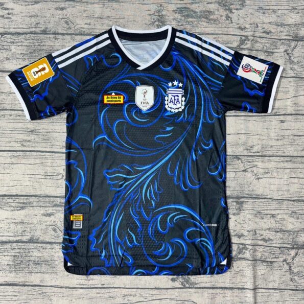 Áo Argentina Sân Khách WC 2026 Xanh Tím Than Họa Tiết Hoa In Tên Số Player