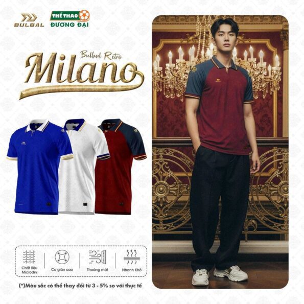 Áo Bóng Đá Retro Bulbal Milano Cổ Polo Cao Cấp nhiều màu (2)