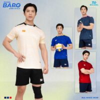 Bộ Đồ Bóng Chuyền Bulbal Baro Nam Nữ Vải Mè Bul-Wave Cao Cấp màu trắng kem (1)