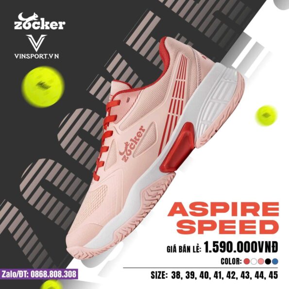 Giày Zocker Aspire Speed Đa Năng Cho Pickleball, Cầu Lông trắng xanh đen (1)